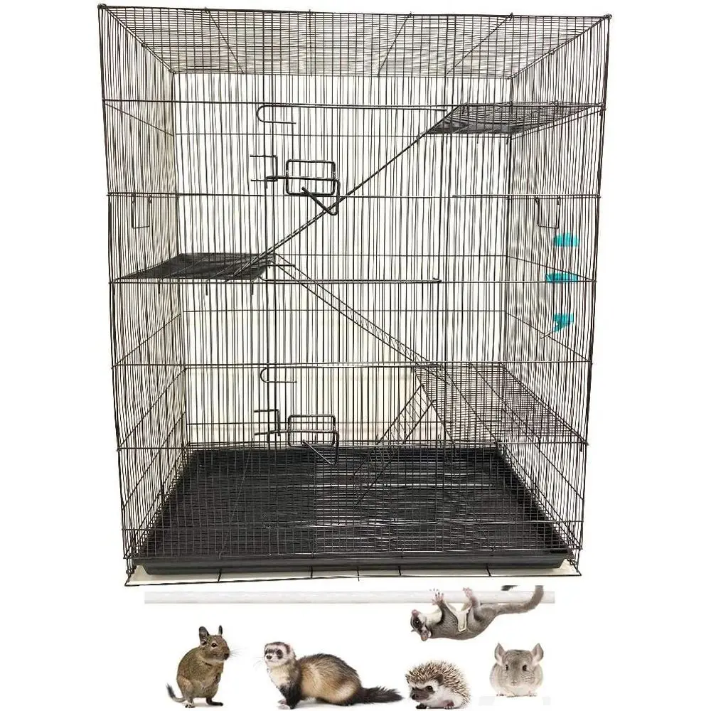 

Large 3-Tier Compact Rodent Cage for Guinea Pigs, Hamsters, Degus, Chinchillas, Sugar Gliders, Squirrels, Rats, Mice, Rabbits &