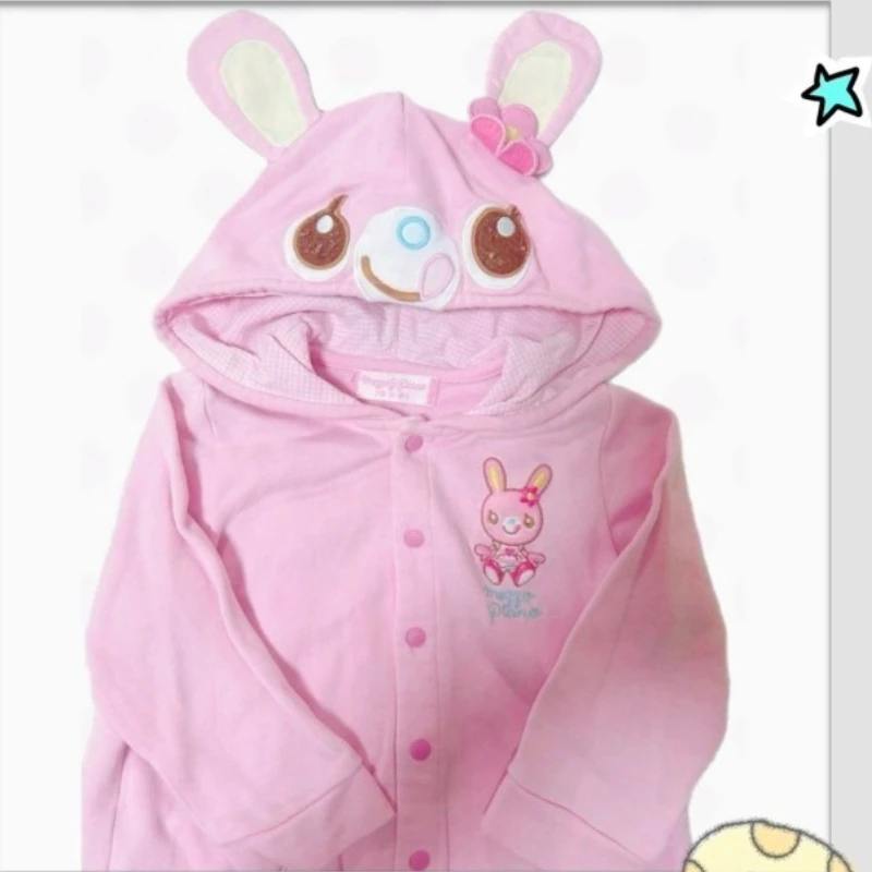 معطف ياباني لطيف مطرز على شكل أذن أرنب مع غطاء للرأس ثقافة فرعية Kawaii Y2k معاطف عصرية غير رسمية ملابس نسائية Ropa Mujer #6