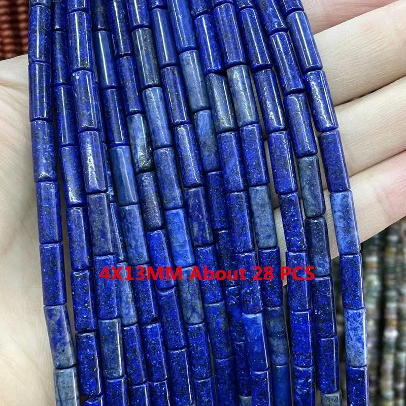 Natürliche Lapislazuli Runde Rohr Facettierte Lose Spacer Stein Perlen Für Schmuck Machen DIY Handgemachte Armbänder Halskette Zubehör
