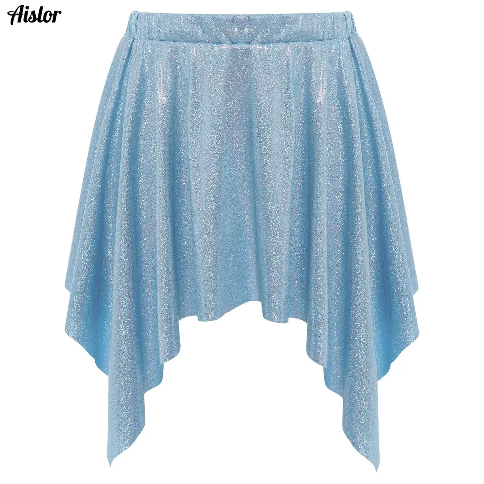 

Kids Girls Jazz Ballet Dance Skirt Fashion Metallic Mini Dots Irregular Ruffled Skirts for Cheerleading Dance Performance Party