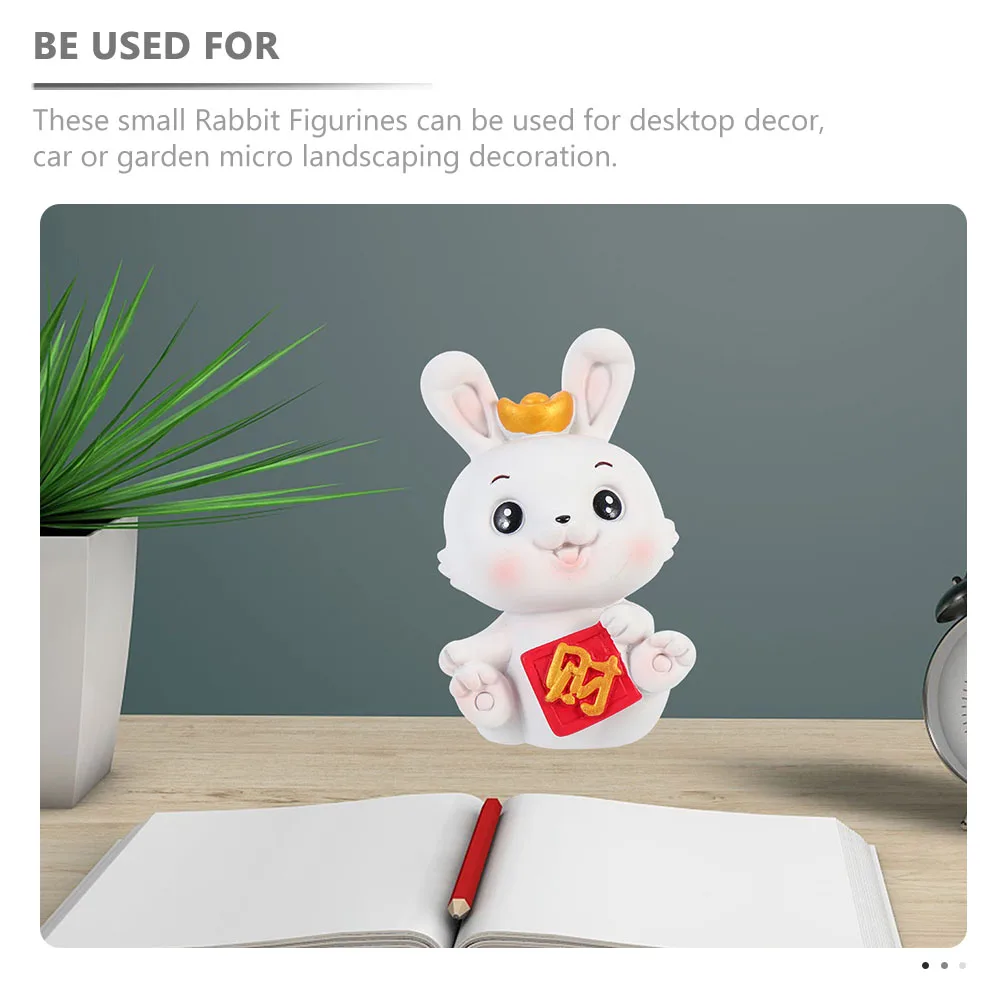 

2pcs Mini Rabbit Figurines Resin Desktop Car Garden Micro Landscape Bunny Ornaments Adorable Small Bunny Crafts Stress Relief