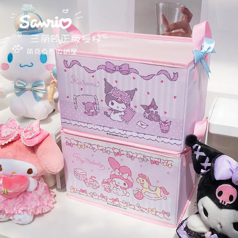 Sanrio Cinnamoroll Kuromi Anime Kawaii Desktop Snack Storage Box Cute Cartoon My Melody Children Book Case Gifts for Kids