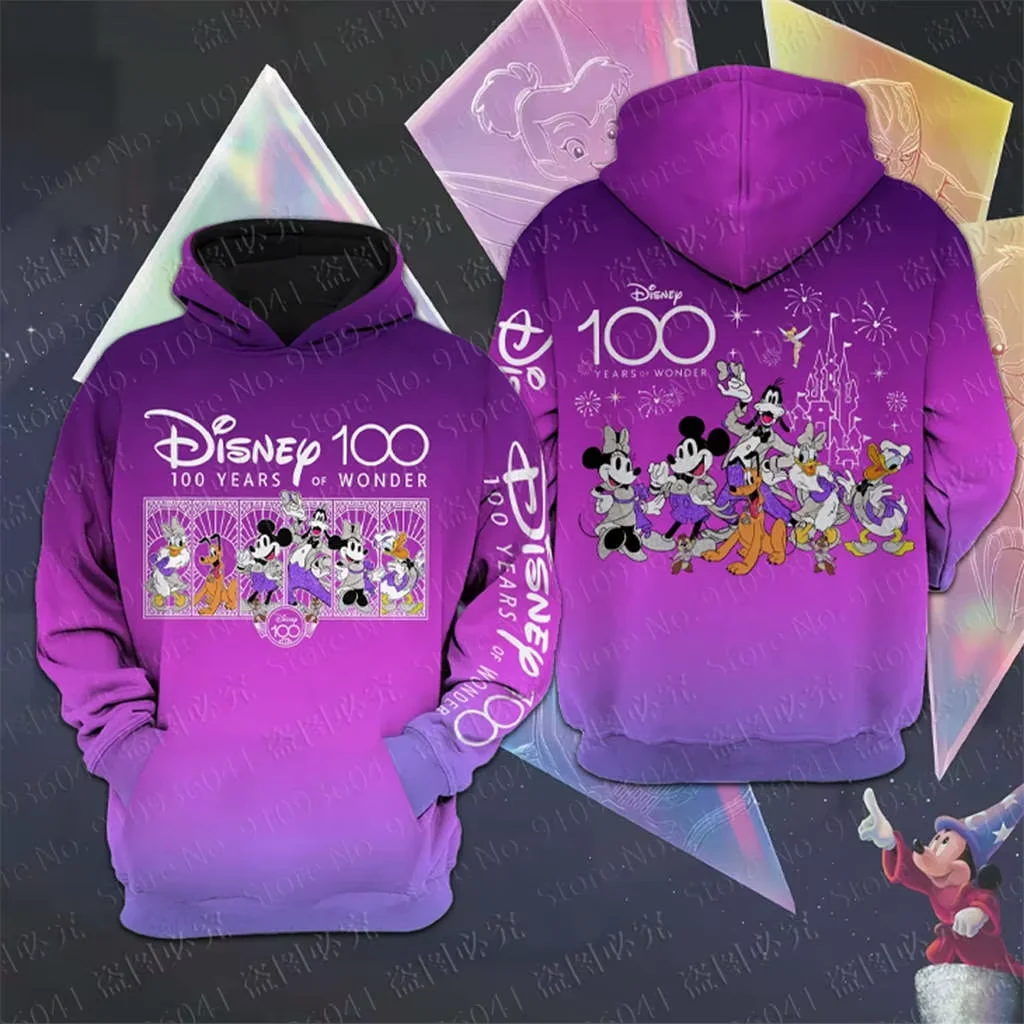 Disney's 100th Anniversary men women 3D Disney Print High quality Fleece Zipper/ Hoodies Pullover Tops