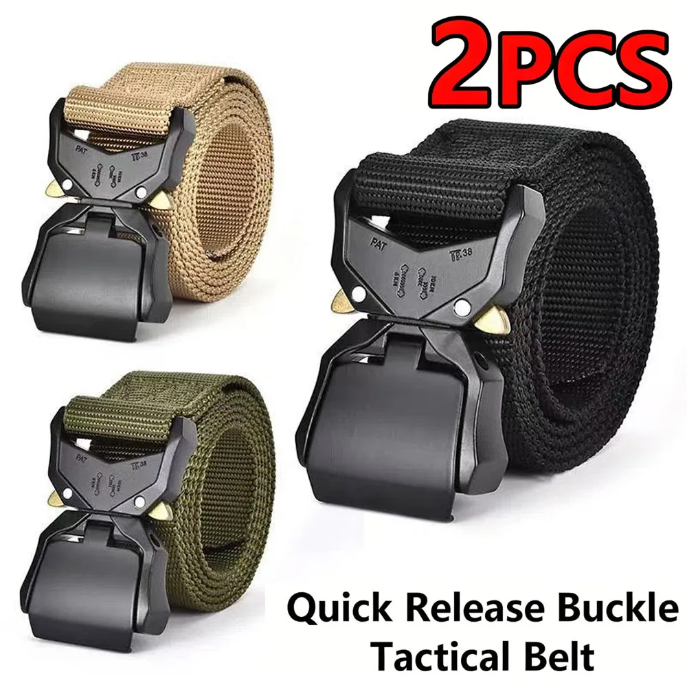 Nylon Braided Tactical Belt Men Quick Release Buckle Military Belt Outdoor Hunting Training Golf Casual Trouser Belt