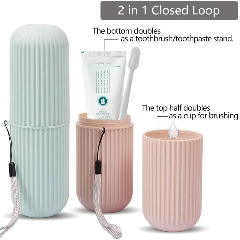 Travel Portable Toothbrush Cup Bathroom Toothpaste Holder Storage Case Box Organizer Travel Toiletries Household Storage Cup