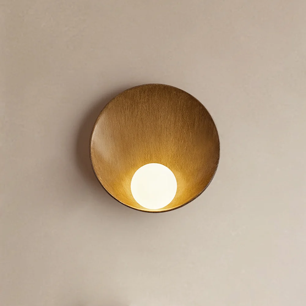 

Japanese Retro Wall Lamp Minimalist Wood Finish Resin Wall Sconce Modern LED Wall Light For Bedroom Living Room Hallway Decor