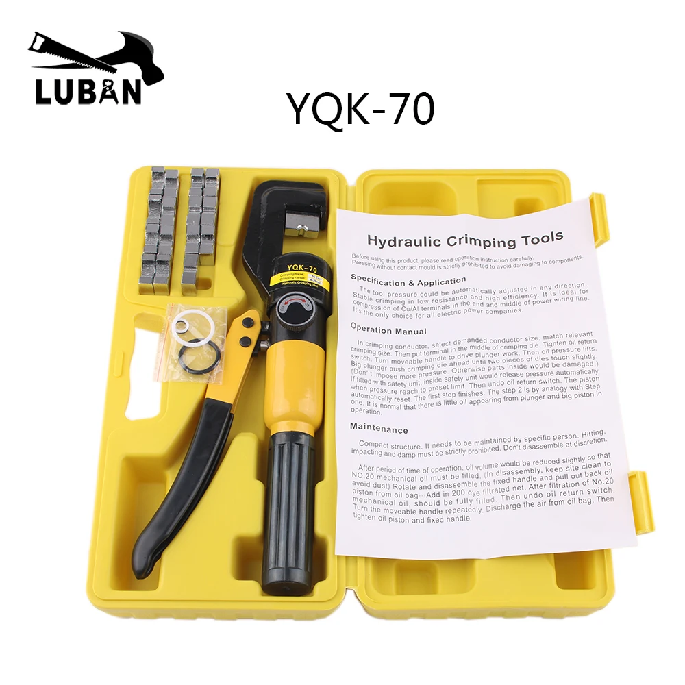 Hydraulic Crimping Tools Pressure Household YQK-70 5-6T Cable Lug Compression Range 4-70mm2