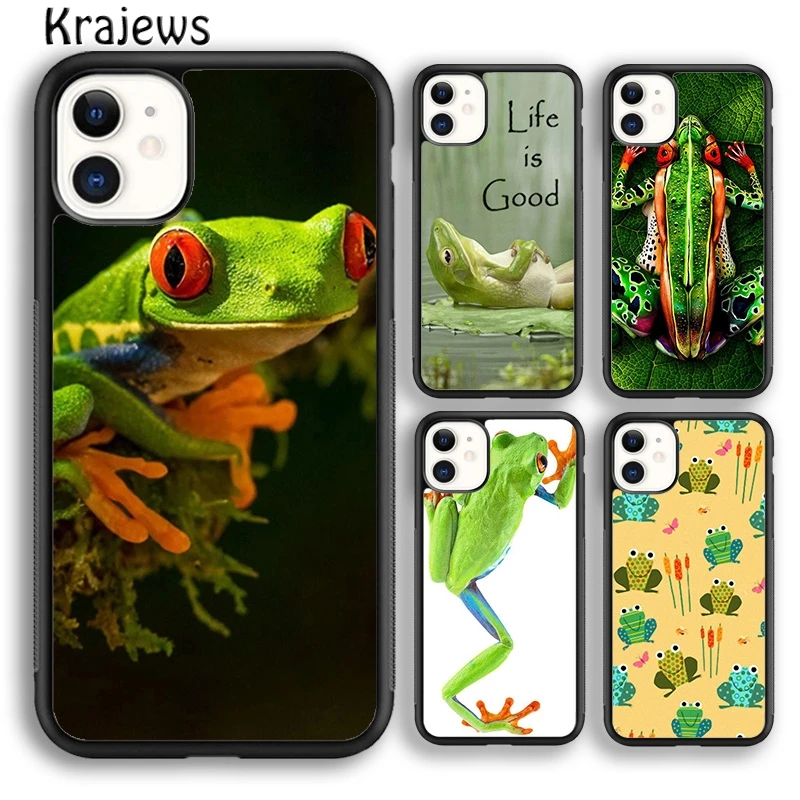 Krajews Blue Frog Tropical Rain Forest Phone Case For iPhone 16 15 SE2020 14 6 7 8 plus 11 12 13 pro max Plus coque Fundas