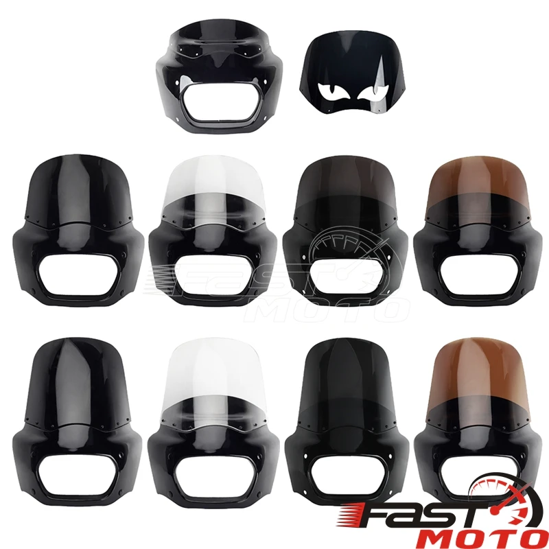 Motorbike Windshield Fairing For Harley Softail Fat Bob FXFB 18-19 Fat Bob 114 FXFBS 18-up Headlight Cowl Guard Cover Windscreen