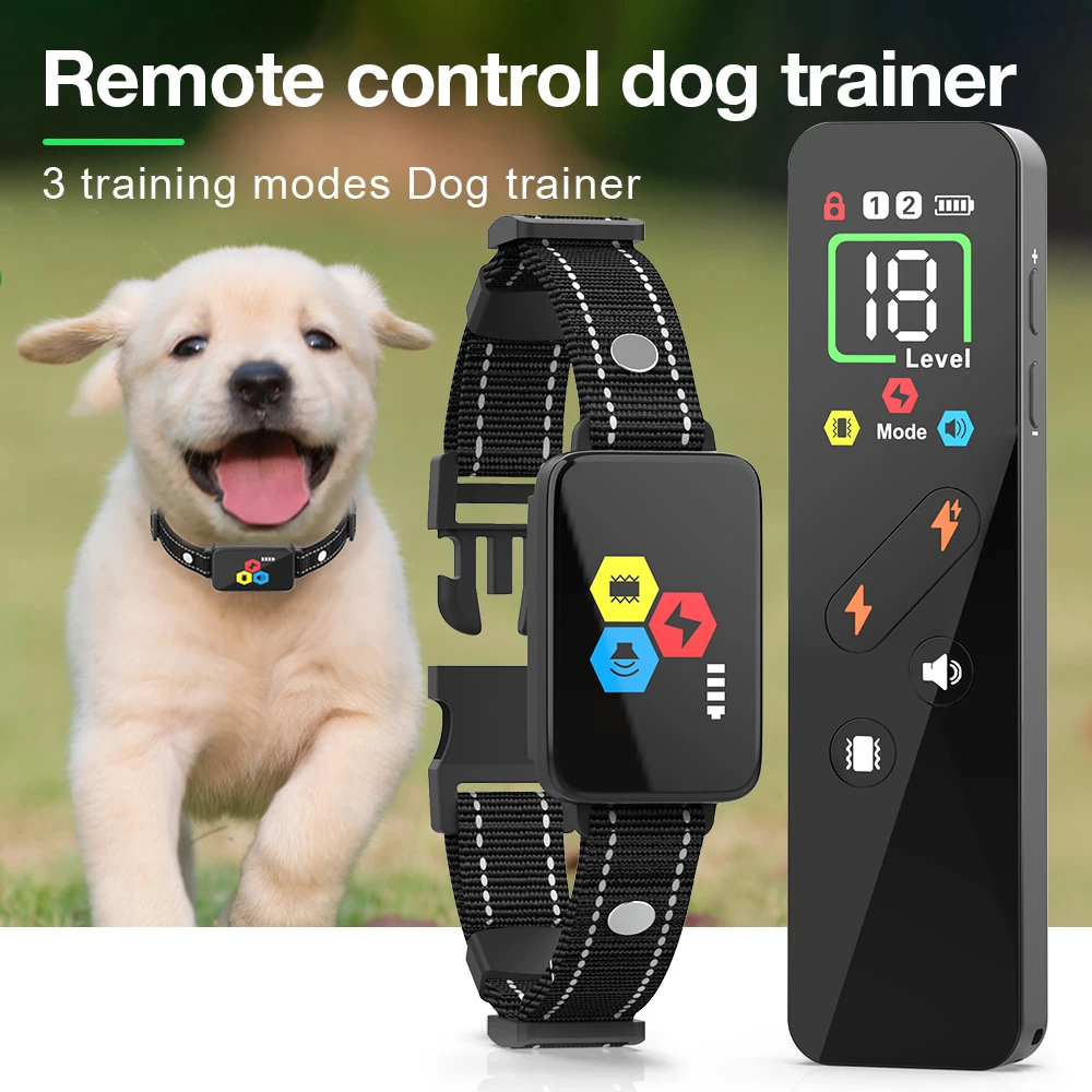 Dog Training Collar Anti Bark Dog Collar Type-C Rechargeable Dog Trainer Electric Shock Vibration Buzzer Waterproof Pet Supplies