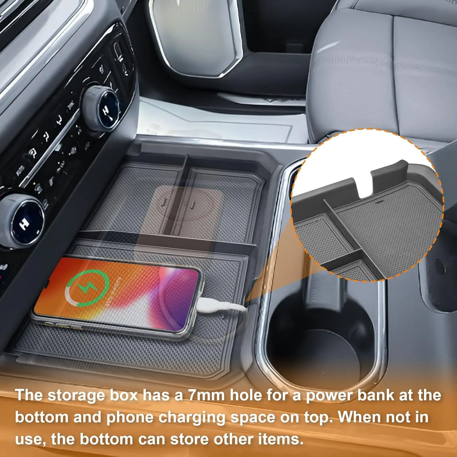 

RUNROAD Front Center Console Organizer Tray For 2024-2025 Chevy Silverado 2500HD/3500HD Interior Car Center Console Storage Box