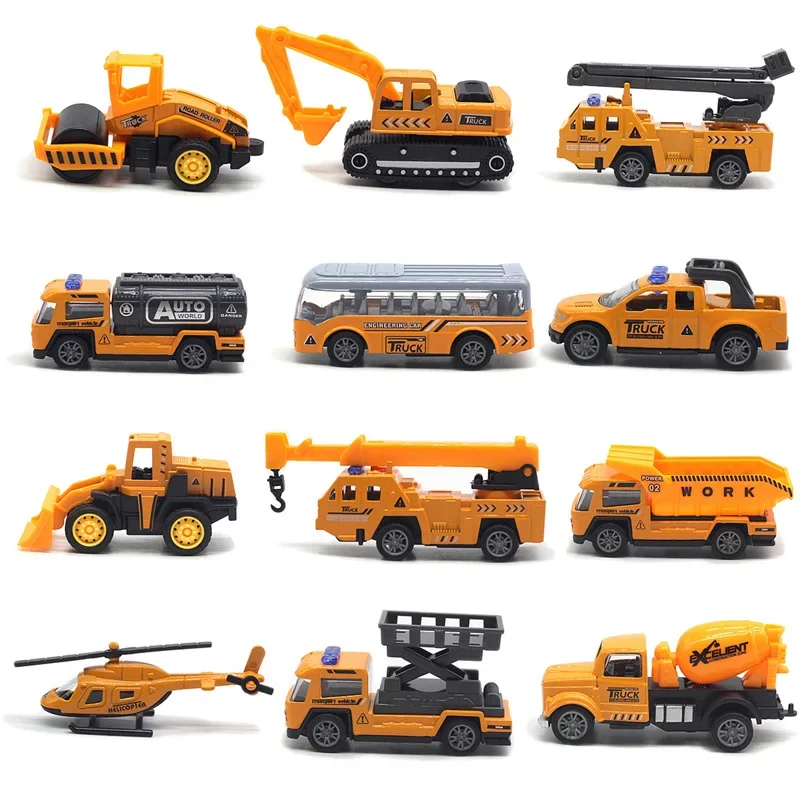 

6Pcs Set Diecast 1:64 Alloy Engineering Vehicle Model Toy Pull Back Excavator Forklift Cars Trucks Models Kids Toys for Boys