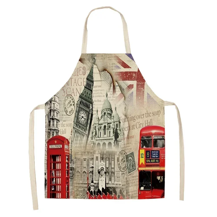 Building Traffic Kitchen Apron Vintage Cartoon Transport Women Sleeveless Aprons for Men Women Home Cleaning Tools