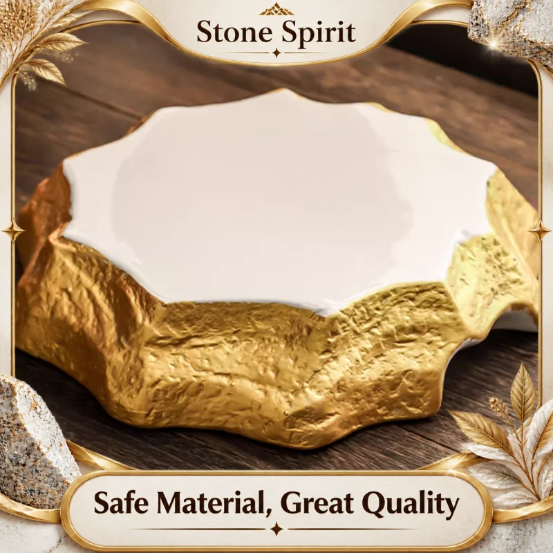 Japanese-style Stone Pattern Special-shaped Ceramic Plate Main Course 8.57 Inch Dinner Plate Thick-sided Plate Retro Tableware
