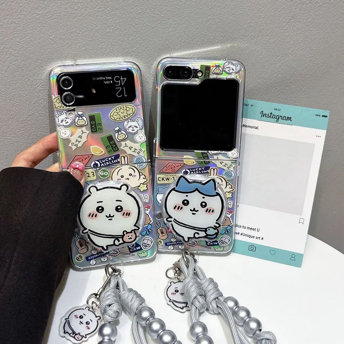 Anime Chiikawa Hachiware Cartoon Suitable for Samsung Galaxy Z Flip7 6 5 Mobile Phone Case Cartoon Kawaii Magnetic Attraction