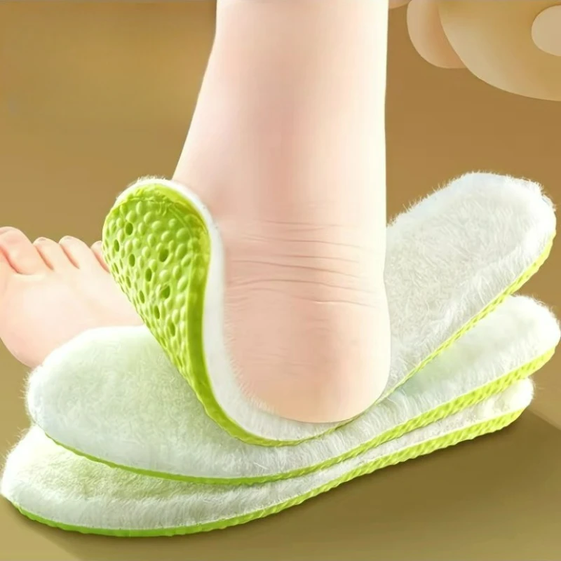 1/5pairs Sports Insoles for Men Women Shock Absorbing Non Slip Shoe Pads Winter Warm Thermal Lambswool Lining Breathable Insoles