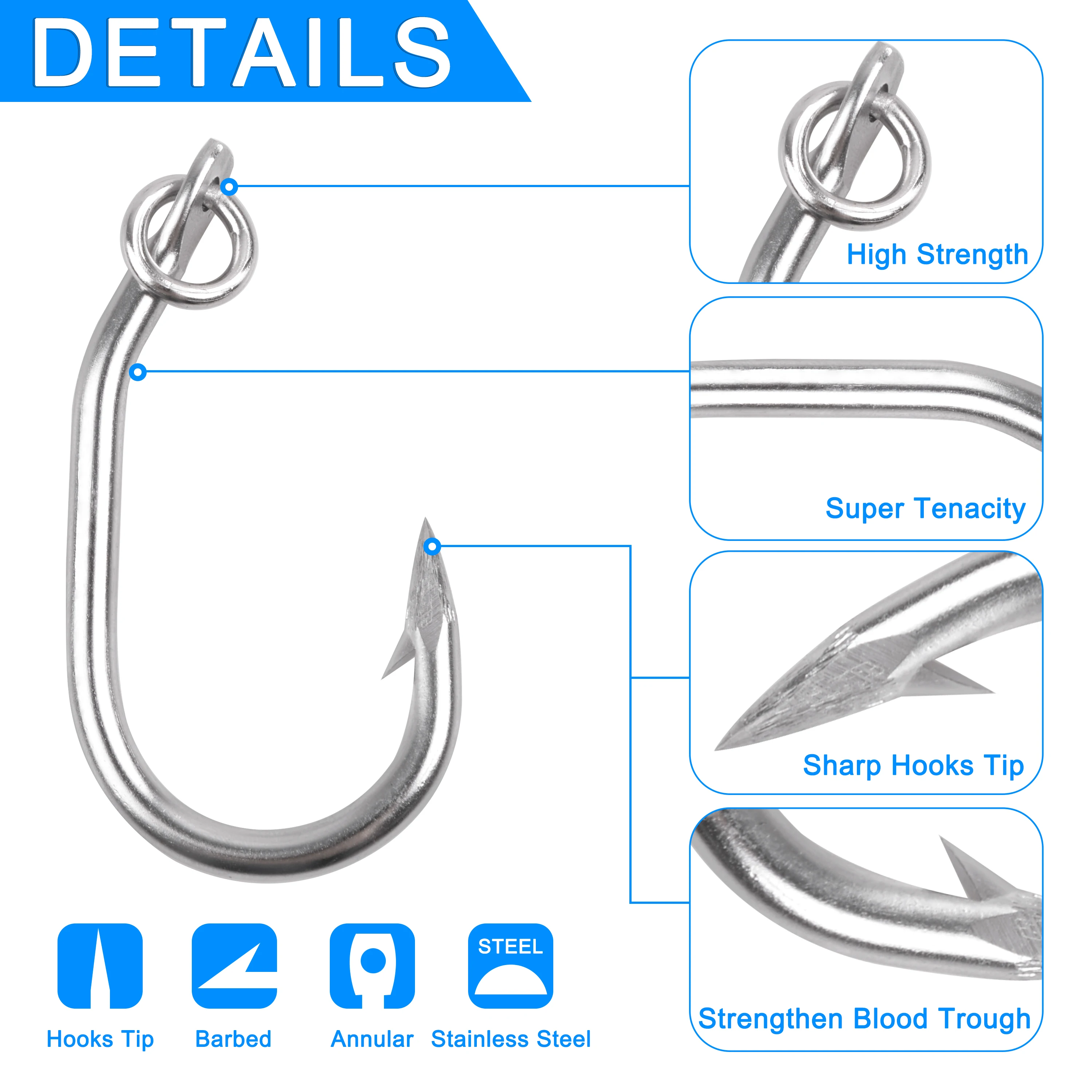 30Pcs 60Pcs Tuna Fishing Hooks Stainless Steel Heavy Duty Big Game Strong Bent Saltwater Jig Fishing Hook with Action Ring - AliExpress 18 30Pcs 60Pcs Tuna Fishing Hooks Stainless Steel Heavy Duty Big Game Strong Bent Saltwater Jig Fishing Hook with Action Ring - AliExpress 18