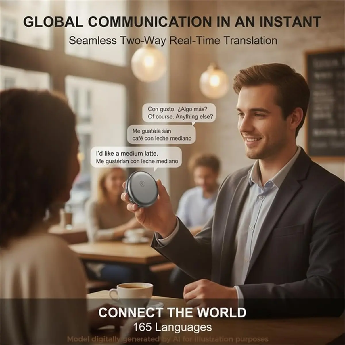 Language Translator Device AI Translator 165 Languages Learning, Wearable Real Time Translator for Business,Travel