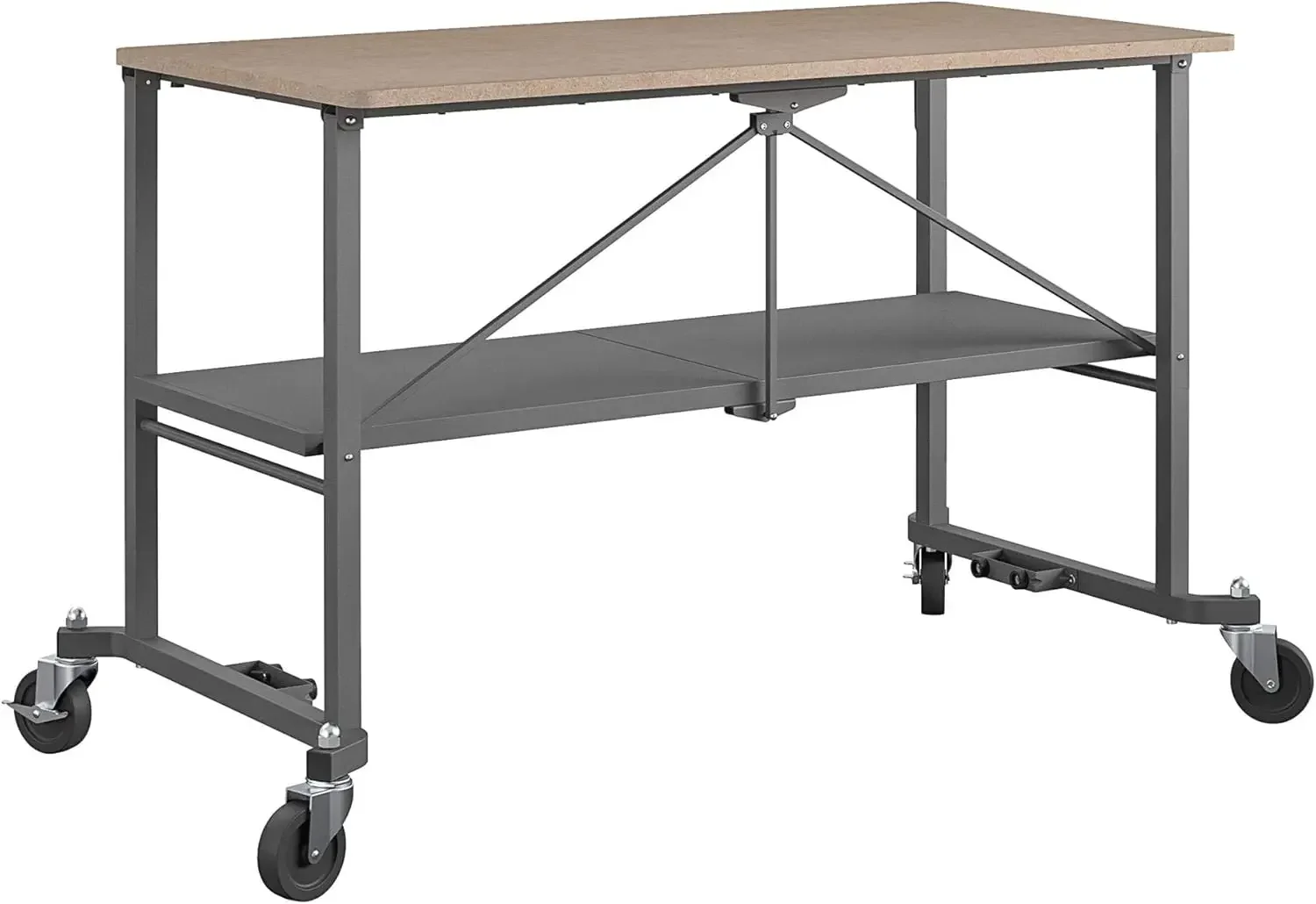SmartFold Portable Workbench/Folding Utility Table with Locking Casters, 600 lb. Capacity, MDF Top