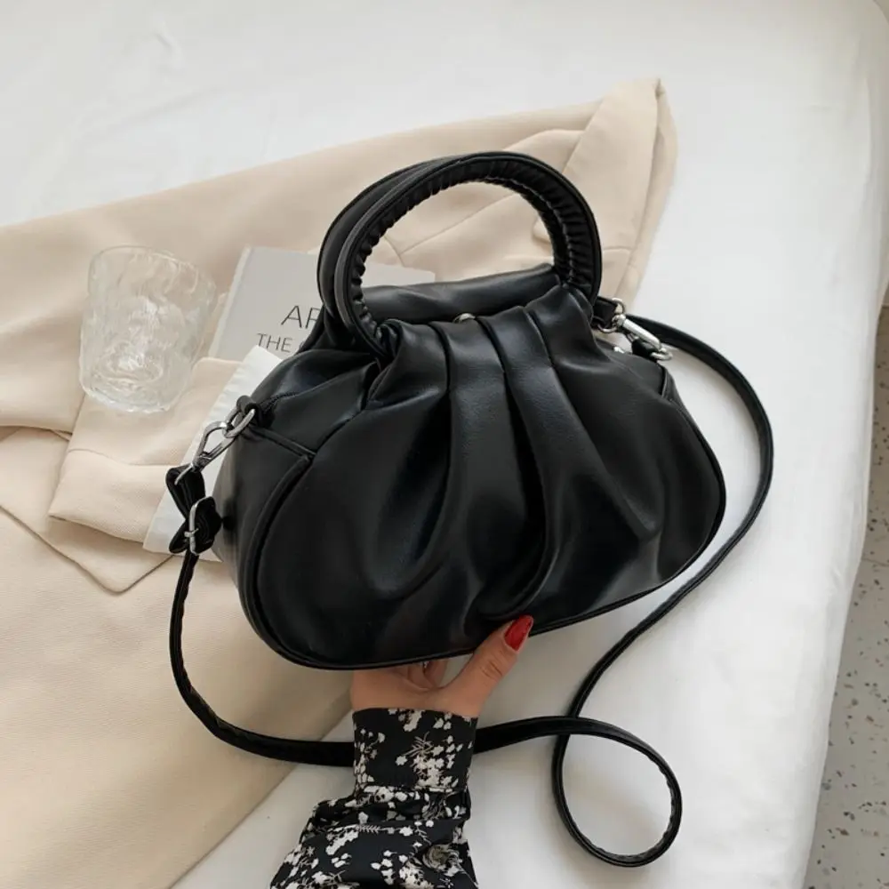 

Sweet Solid Color Could Wrist Bag Korean Style Large Capacity PU Shoulder Bag Tote Bag Dumpling Bag Luxury Handbag Travel