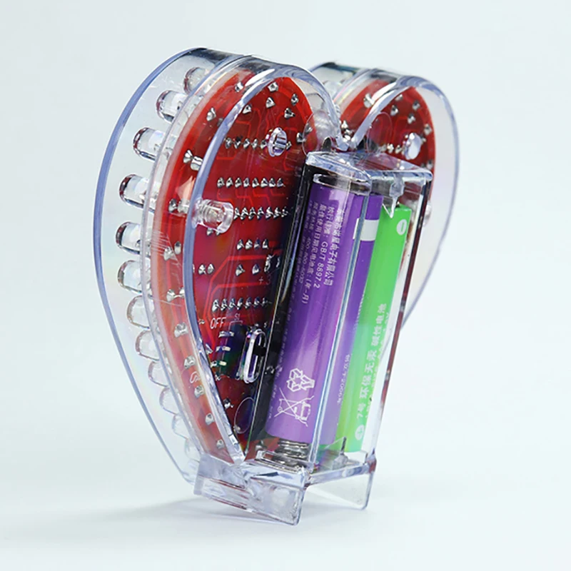 LED Heart-Shaped Flow Light DIY Electronic Kit With 32 Colorful LED Lights DIY Soldering Practice Kit Battery Powered