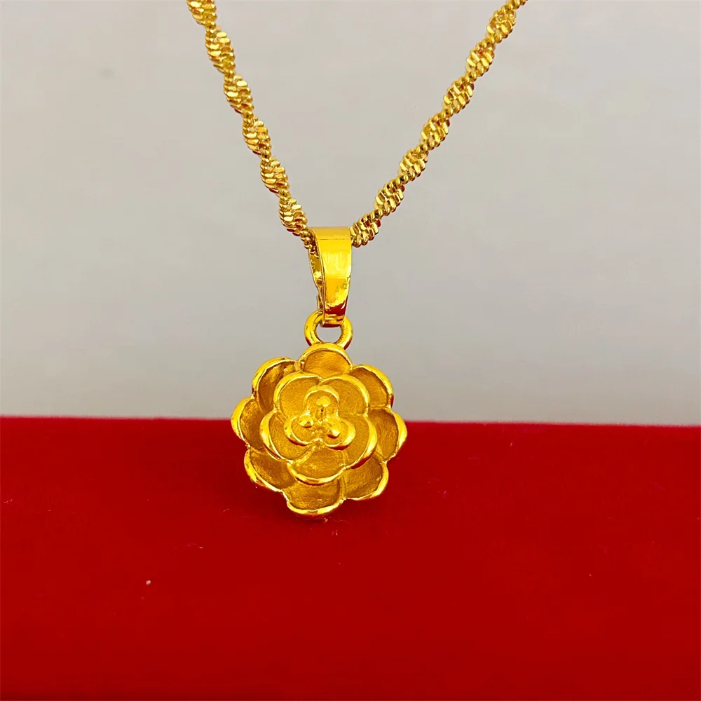 Gold Plated Jewelry Sets for Women Flower Pendant Necklace Earrings 2pcs Set Wedding Jewelry Accessories Party Gifts Bijoux