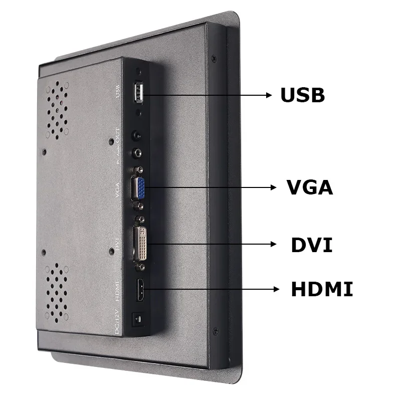12" Open Frame Industrial Monitor 1024x768 Resolution Resistive/Capacitive Touch VGA HDMI USB Interface for Business & Industry