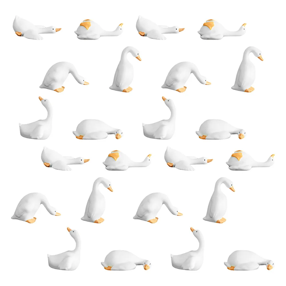 

24pcs Micro Landscape Decoration Resin Goose Figurines Mini Swan Statue Bonsai Accessories Decor Garden