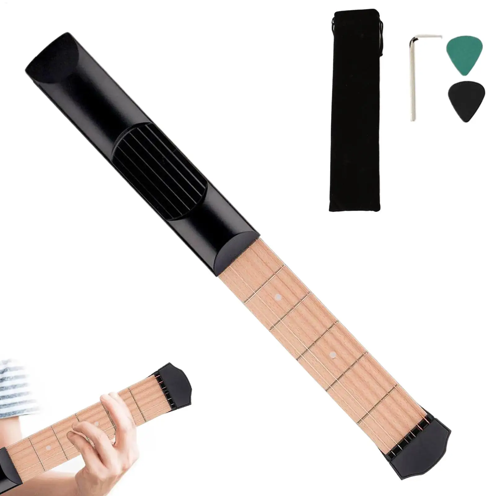 

Гитарный тренировочный инструмент для шеи, 6 ладов, обучающая система для начинающих, карман для рук, гриф, гитарный тренажер для взрослых, мужчин, женщин