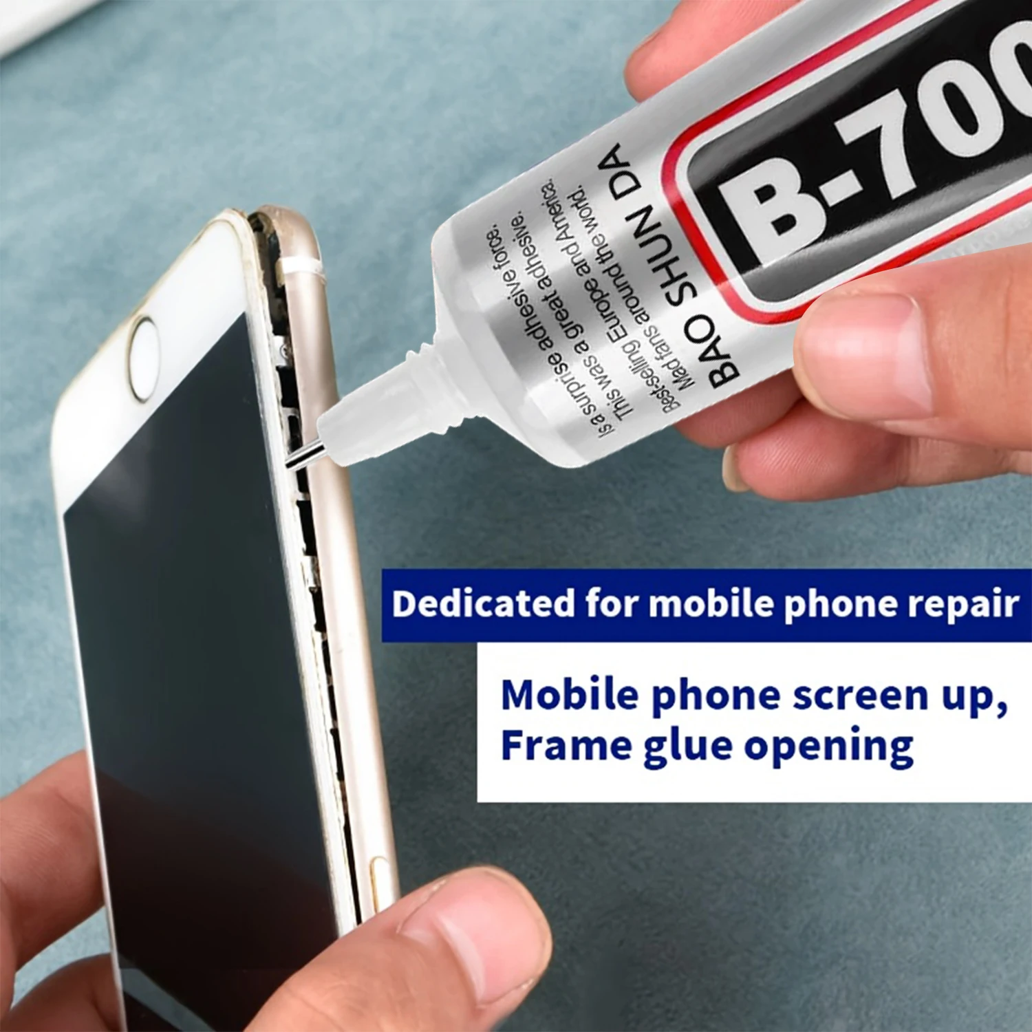 B7000 Mobile Phone Screen High-Strength Waterproof Adhesive, Universal Phone Glass Bonding Agent, Repair Point Drill Jewelry Rhinestone DIY Bonding Tool, Anti-Clogging Needle Tube 15/25/50/110ml,1-3pcs.