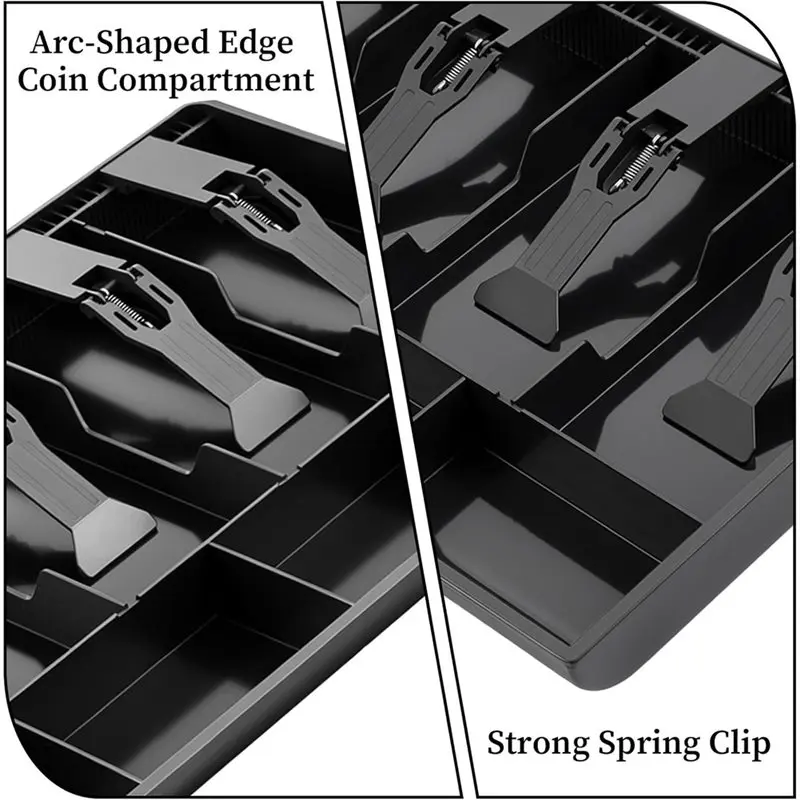 AB41-3 Pack Cash Register Drawer Insert Tray Money Organizer For Supermarkets, Shops & Home (Black)