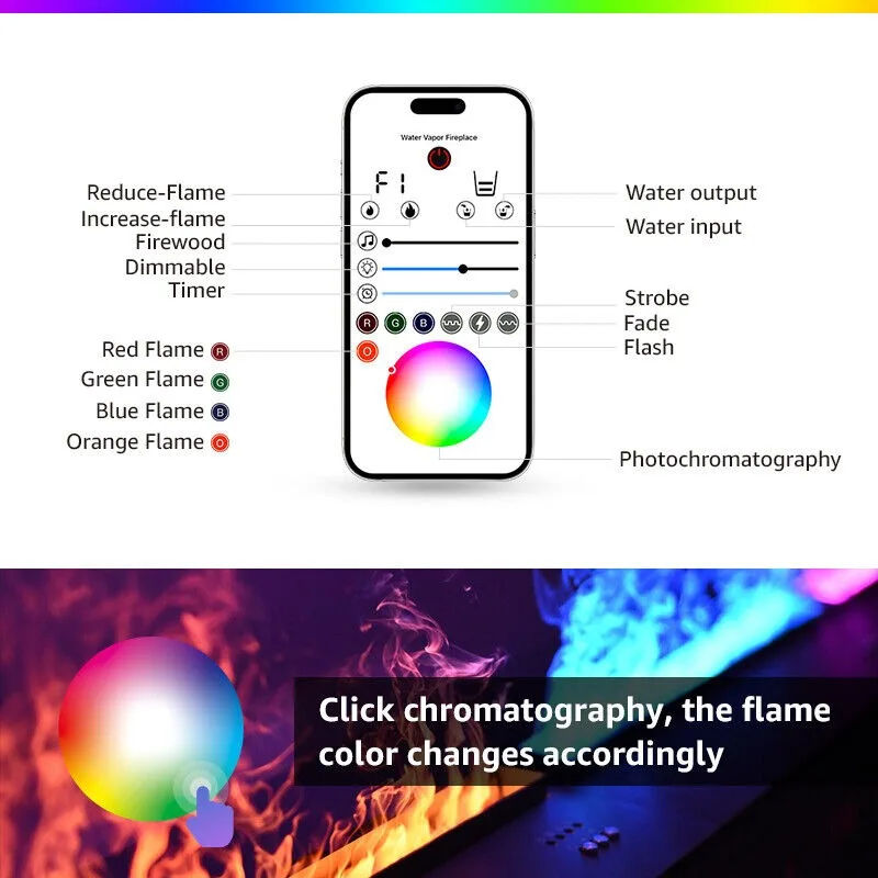Smart 3D Atomized Fireplace Safe Environmentally Friendly Touchable Colorful LED Flame Stoves Intelligent Electric Fireplaces view 4