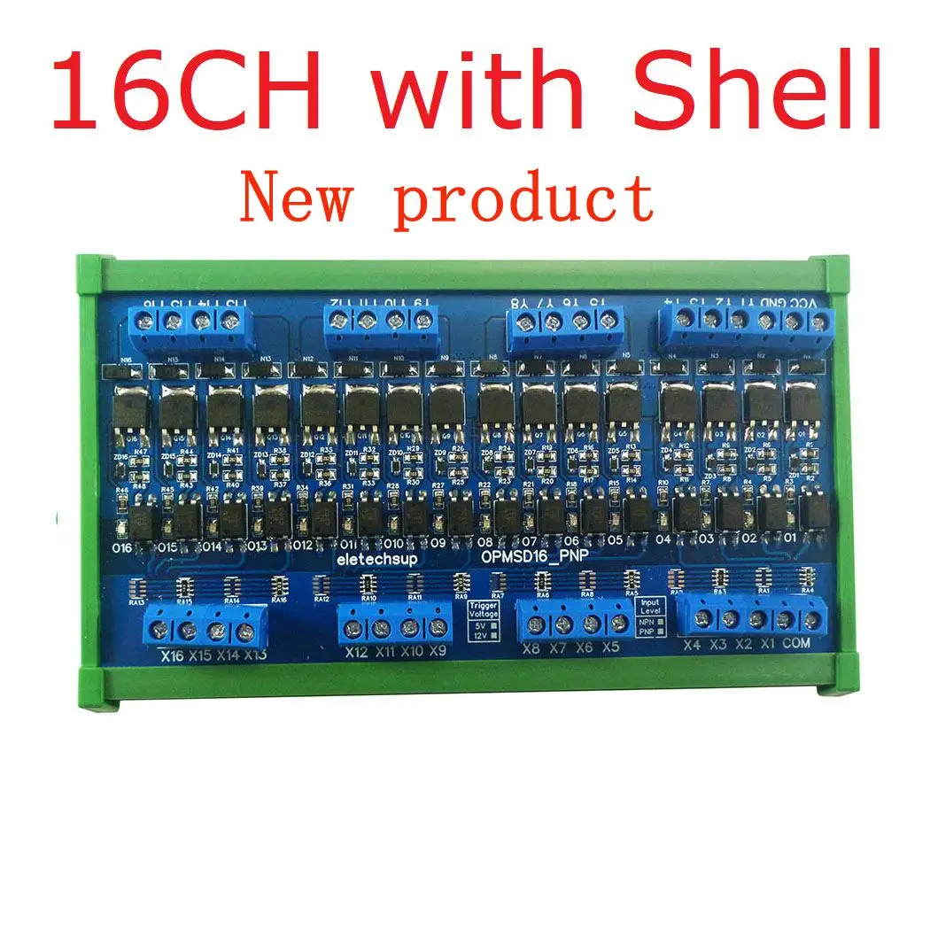 OPMSD16 16 Channel 5A Solid State Relay Module 3.3-24V NPN/PNP Logic Signal Amplifier with Opto-Isolation for Arduino ESP32 PLC