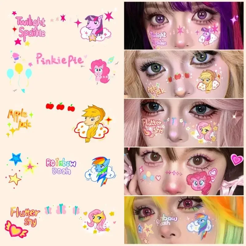 Halloween Children My Little Pony Tattoo Stickers Cartoon Glitter Kawaii Paster Pumpkin Witch Blush Watermark Face Sticker Gift