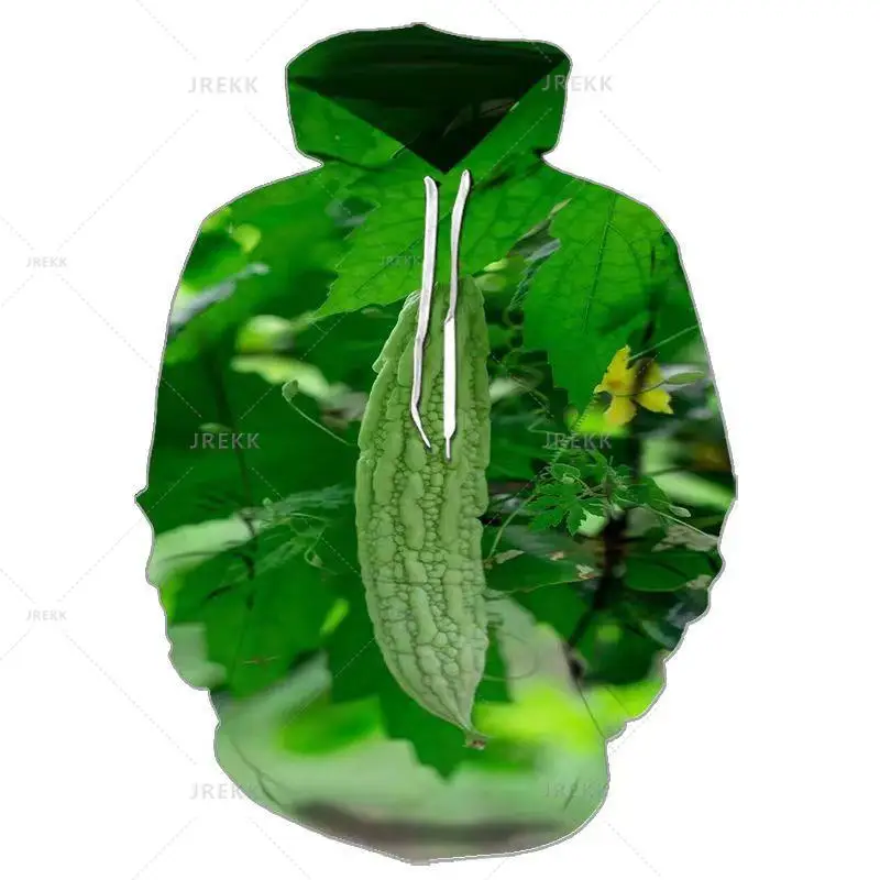 Sudadera con capucha para hombre y mujer, suéter con estampado 3D de vegetales verdes orgánicos, ropa y2k, Otoño e Invierno