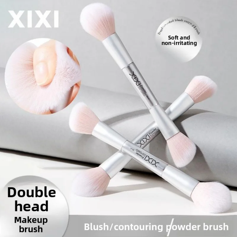 Gesichtspinsel mit zwei Enden – Puder-/Rougie-/Textmarker-/Konturpinsel, Mini-Make-up-Pinsel-Set, tragbares Reise-Kosmetikwerkzeug