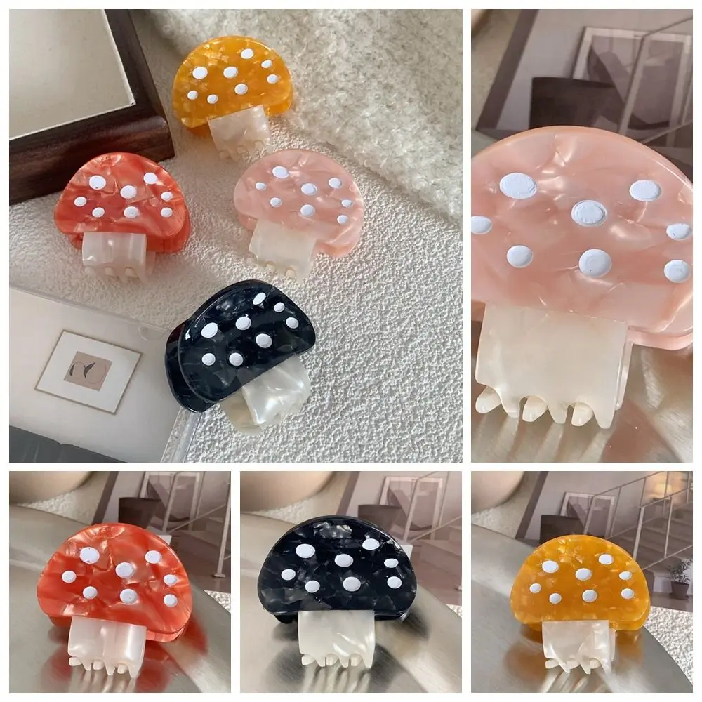 Creative Acetate Acetic Acid Mushroom Hair Claw Y2k Hairpin Cute Hair Clip Cartoon Grab Clip Small Shark Clip Female