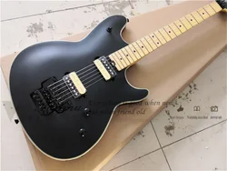 Matte Black electric guitar basswood body maple neck tremolo bridge black tuners HH pickups VH guitar