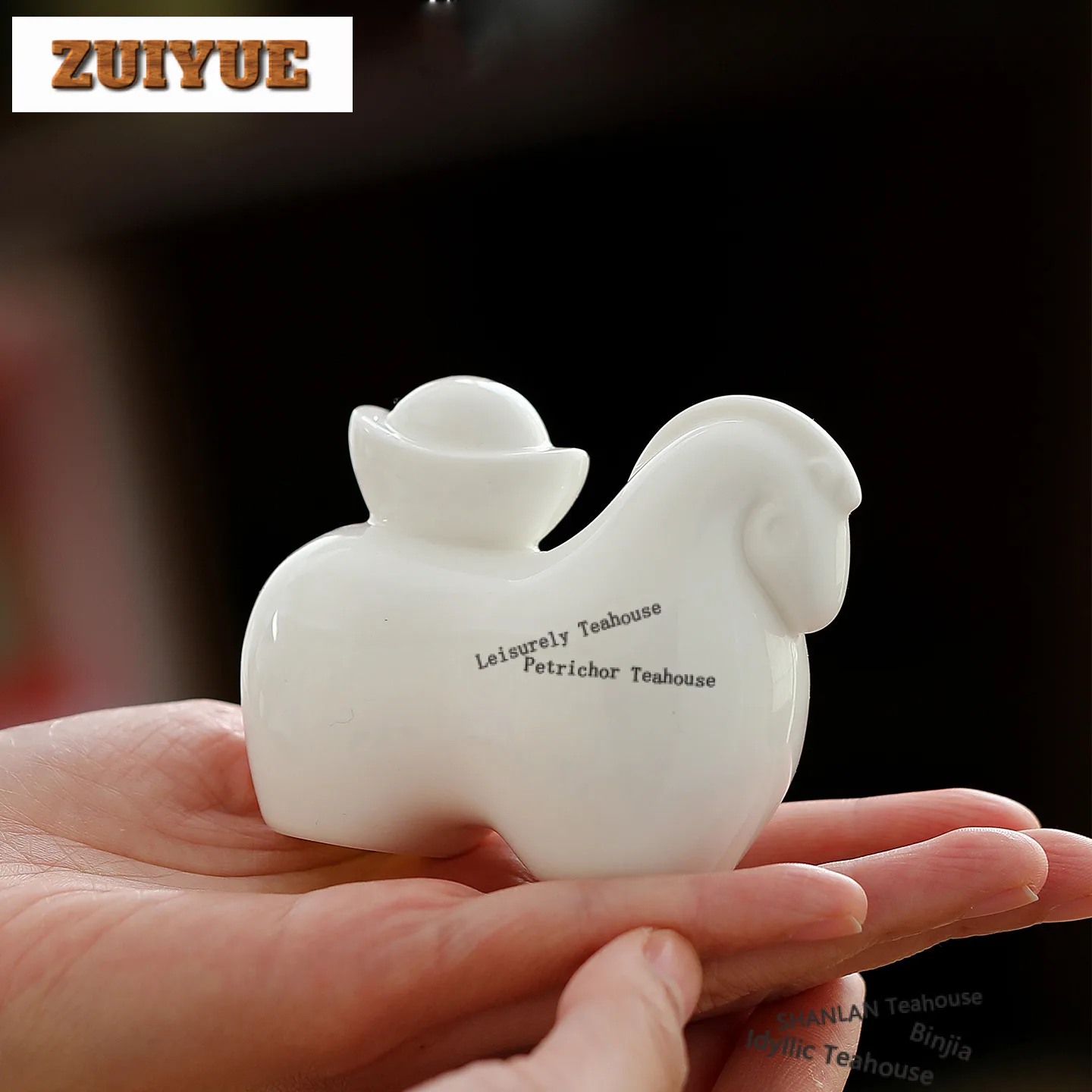 Mutton Fat Jade Horse Yuanbao Tea Pet Traditional Tea Sculpture Tea Figurine Play Toys Tea Statue Ornaments Workmanship Craft