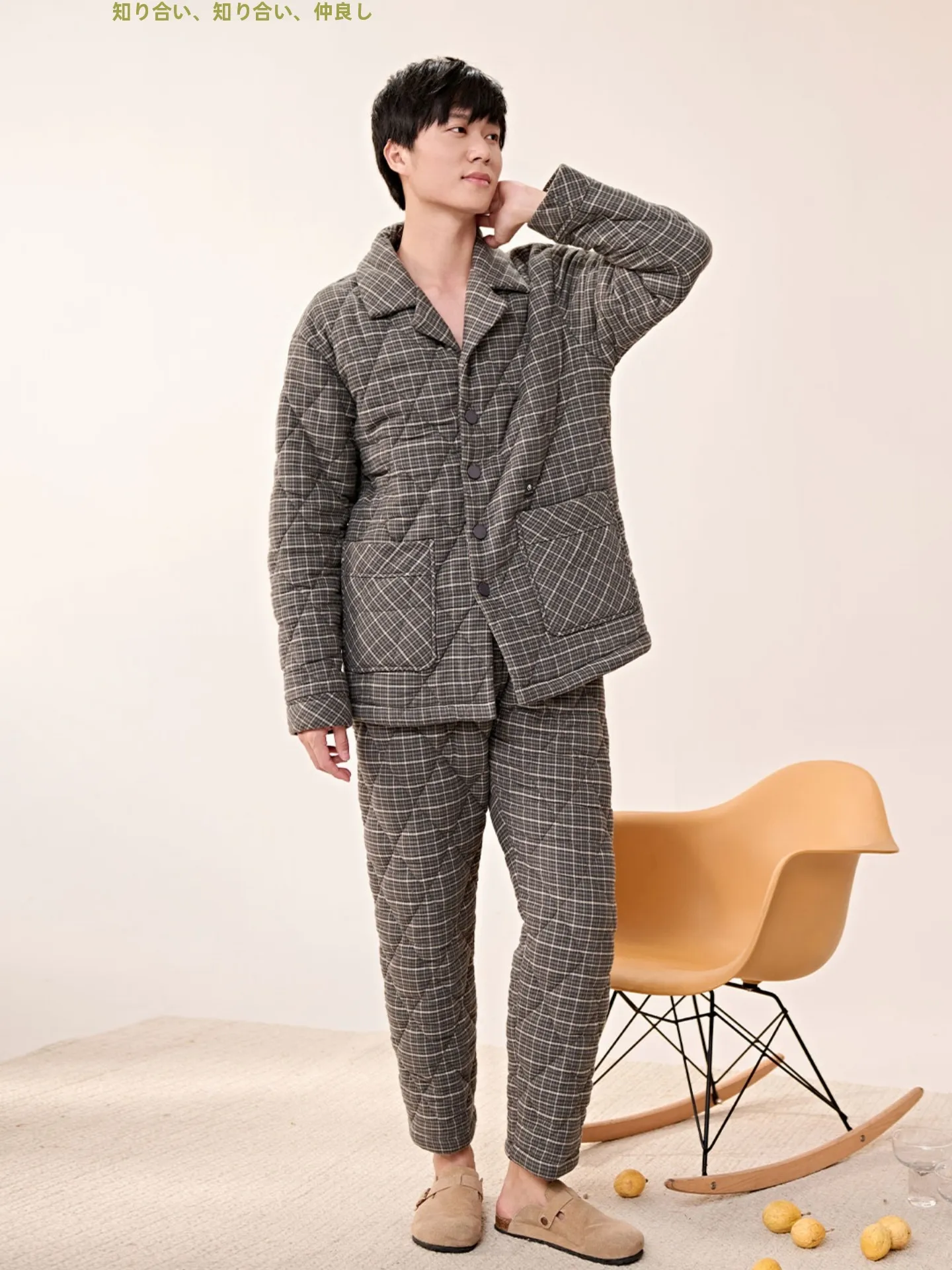 anzibyn-hommes-thiened-pur-coton-pyjamas-hiver-chaud-flanelle-maison-vetements-longue-sve-bouton-fermeture-maison-confort-porter