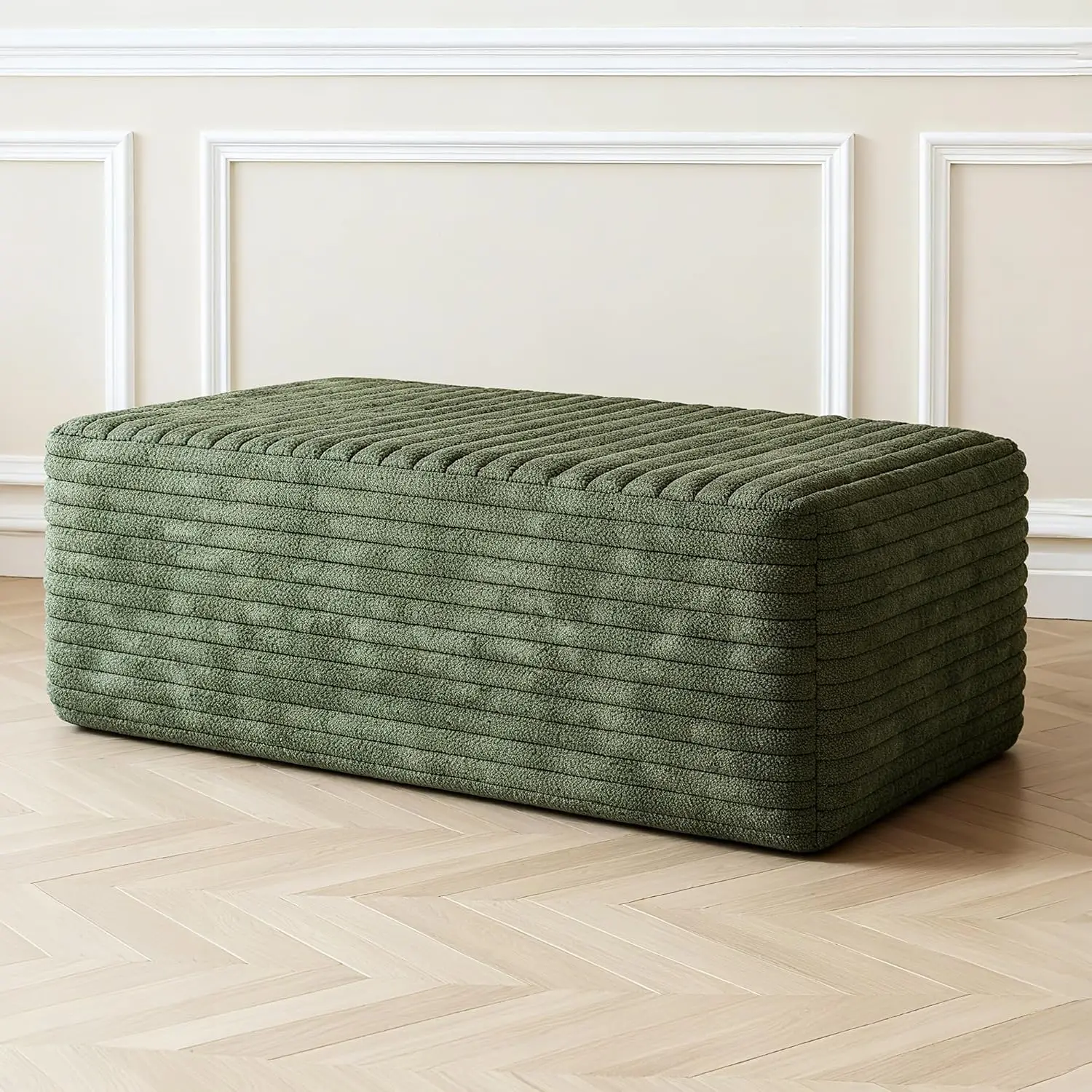 37.4 Inch Oversized Ottoman for Couch, Corduroy Upholstered Footrest with Compressed Memory Foam, Modular Sectional Cloud Pouf,