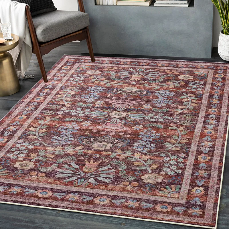 

Bohemian National Living Room Carpet Vintage Non-slip Sofa Coffee Table Rug Moroccan Persian Area Rug Large Bedroom Floor Mat