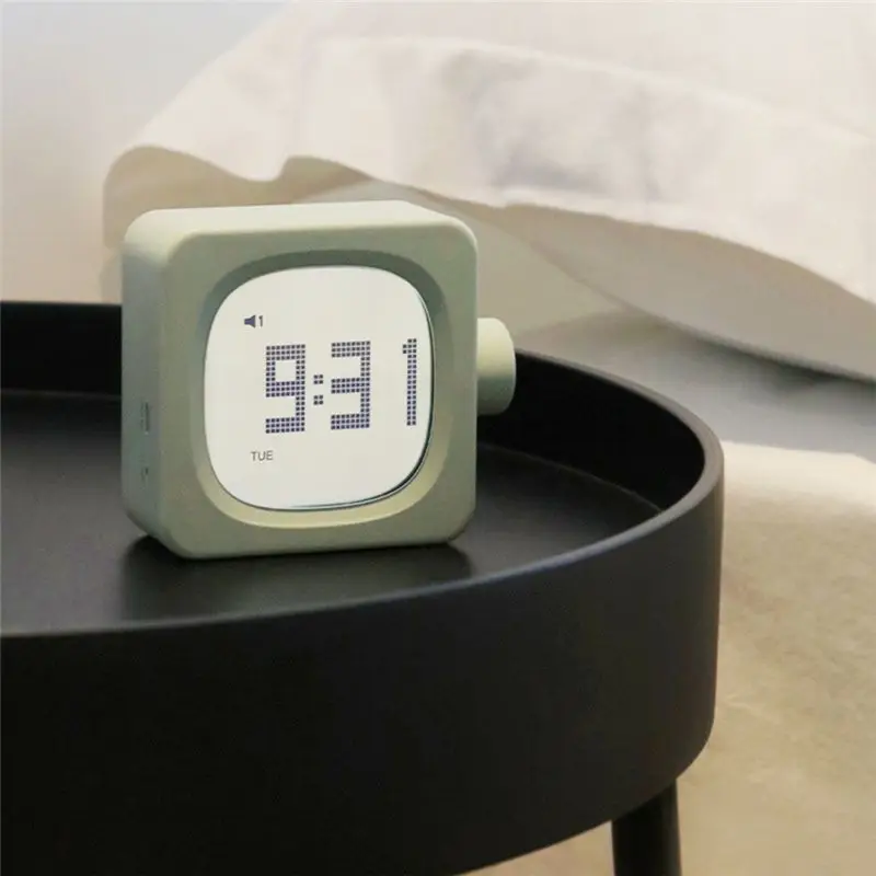 AC88-New Block Small Alarm Clock Novelty Student Clock Bedroom Bedside Office Electronic Clock Wake Up Lamp Charging