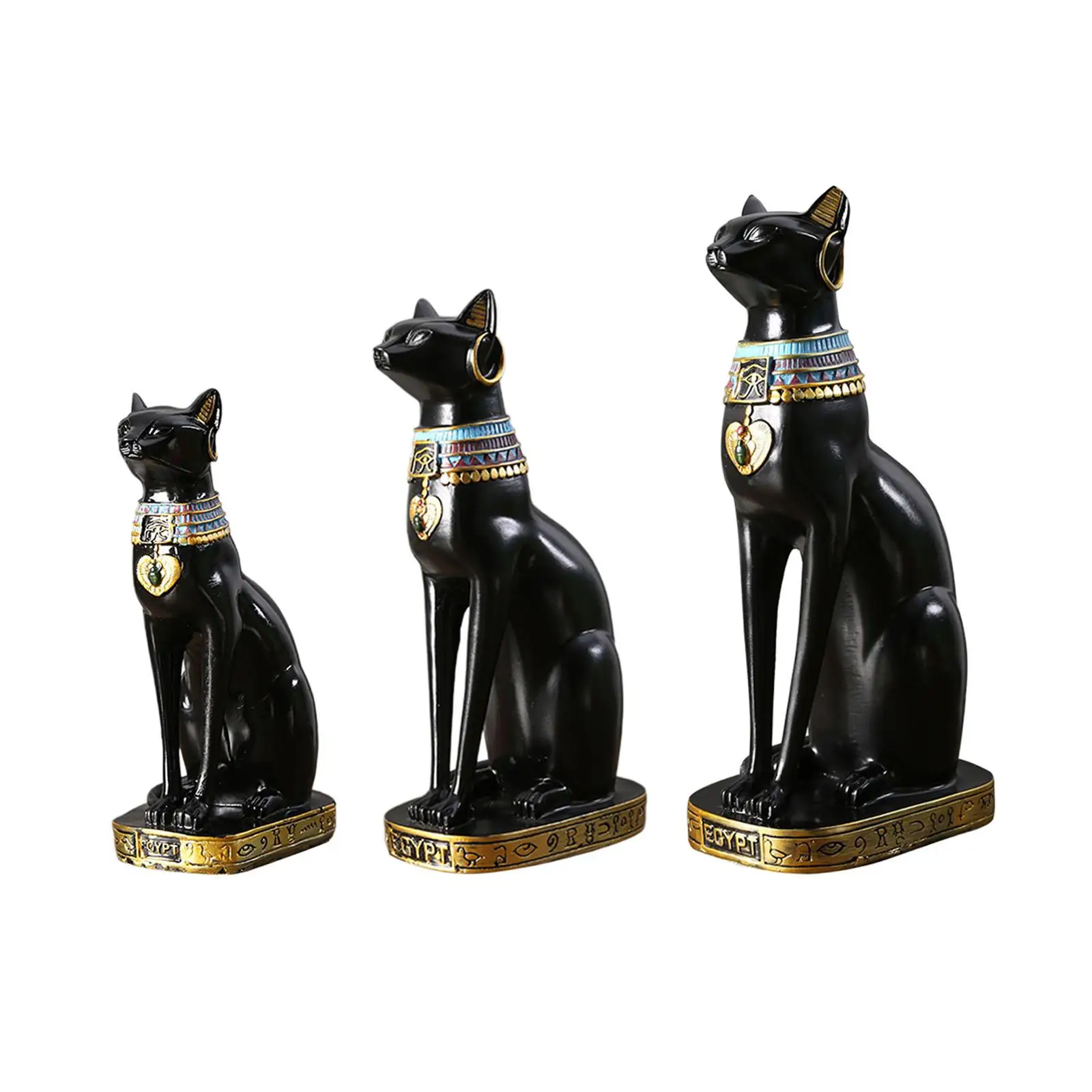 

Egyptian Cat Goddess Bastet Statue Ornament Animal Collectible Ancient Black for Living Room Bedroom Desk Cabinet Home Decor