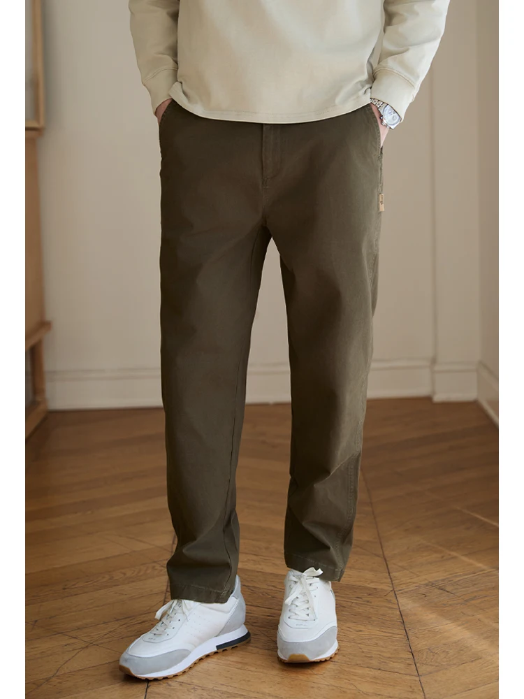 

ILOX Men's American Retro Workwear Casual Pants Loose Straight Leg Nine-Tenths Summer New Spor Youthful Sle Cotton Blend