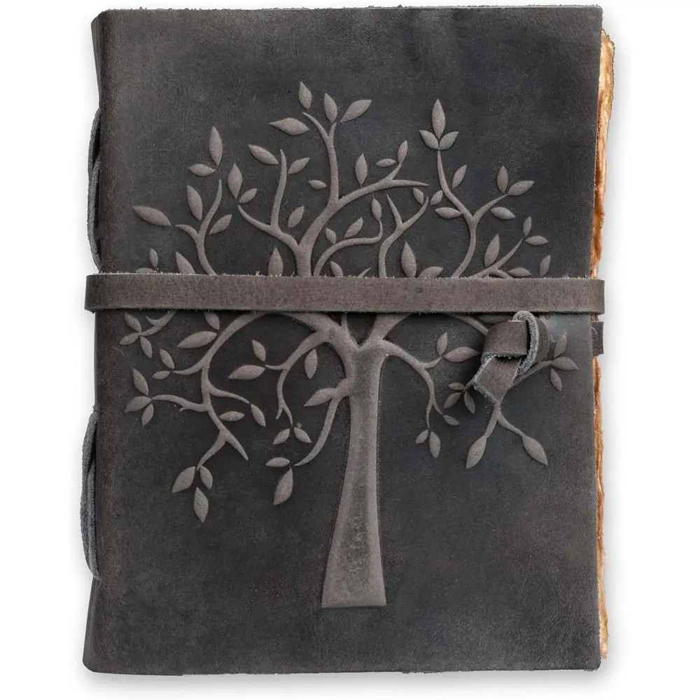 Антикварная бумага ручной работы Deckle Edge, винтажный журнал в кожаной переплете, Древо жизни, Книга теней, 13x8 дюймов, для женщин и мужчин