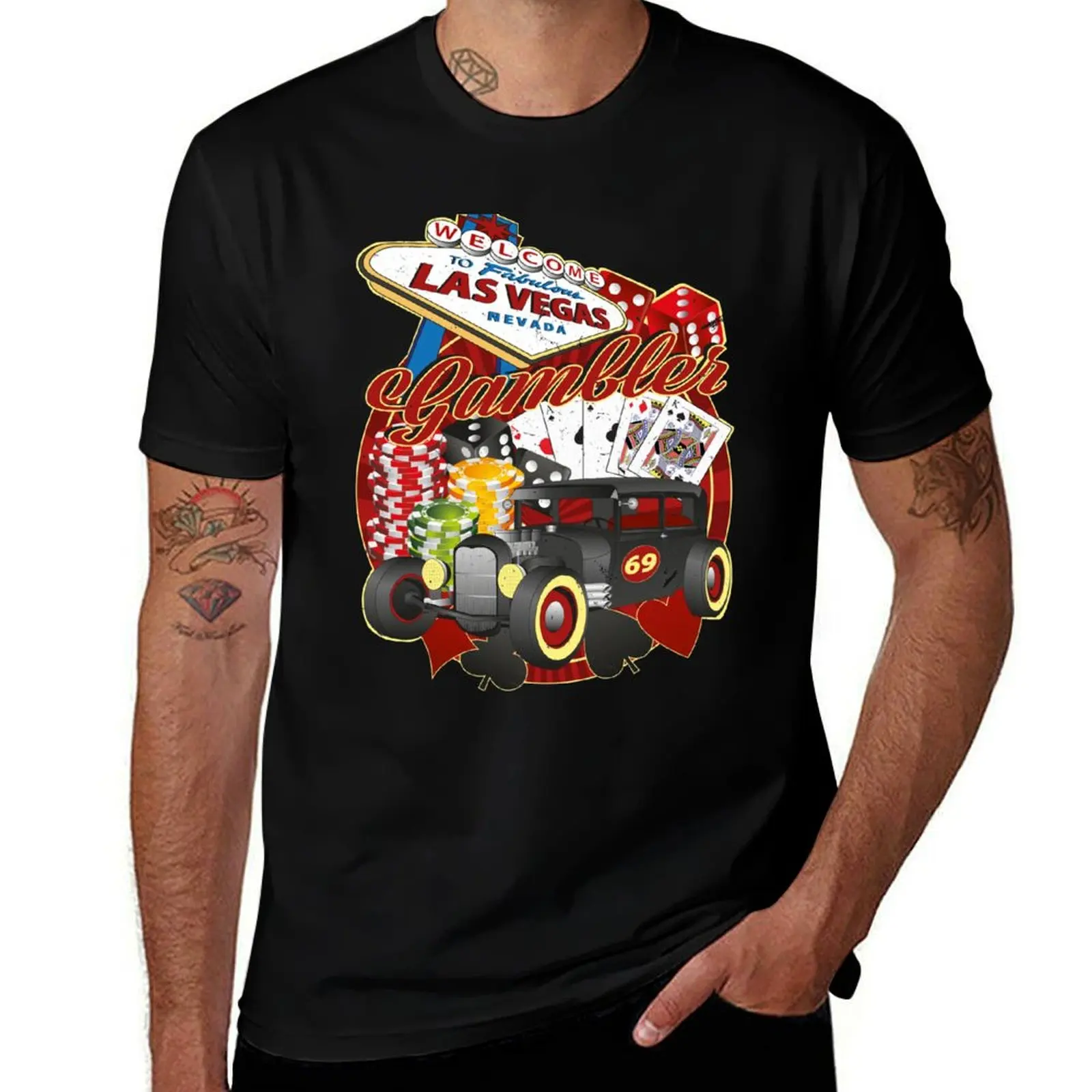 Rockabilly Gambler Hot Rod T-Shirt Trendy Casual Short Sleeve Shirt T-Shirt