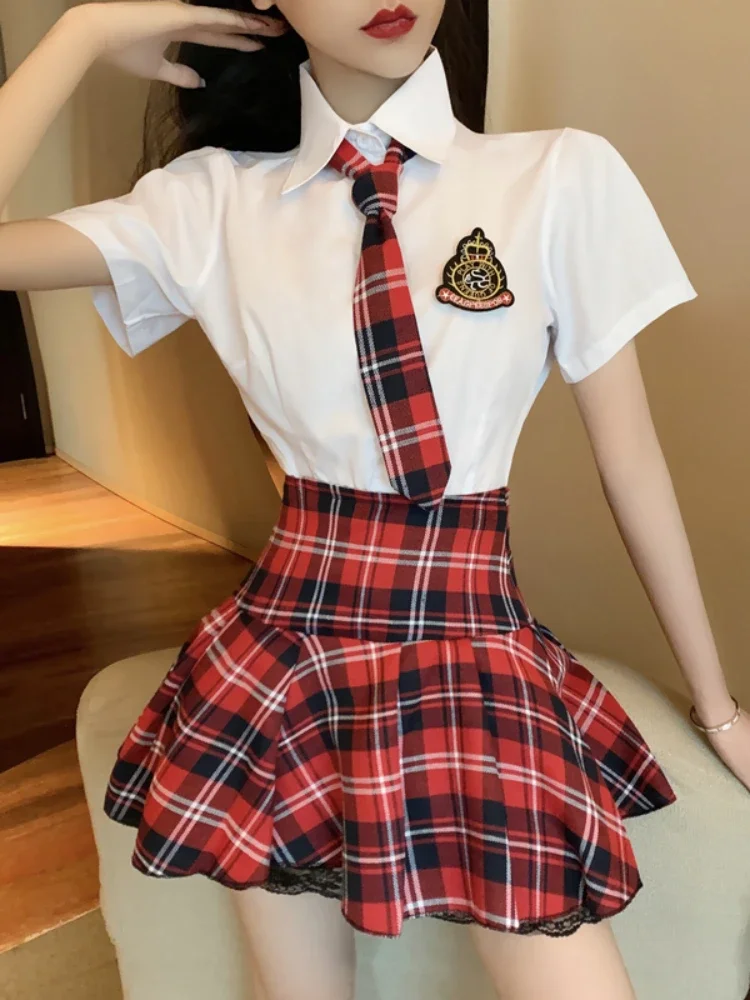 Student Uniform Plaid Vintage High School Costumes Cosplay Schoolgirl Sweet Anime Role Play Dress Animation Show Garment