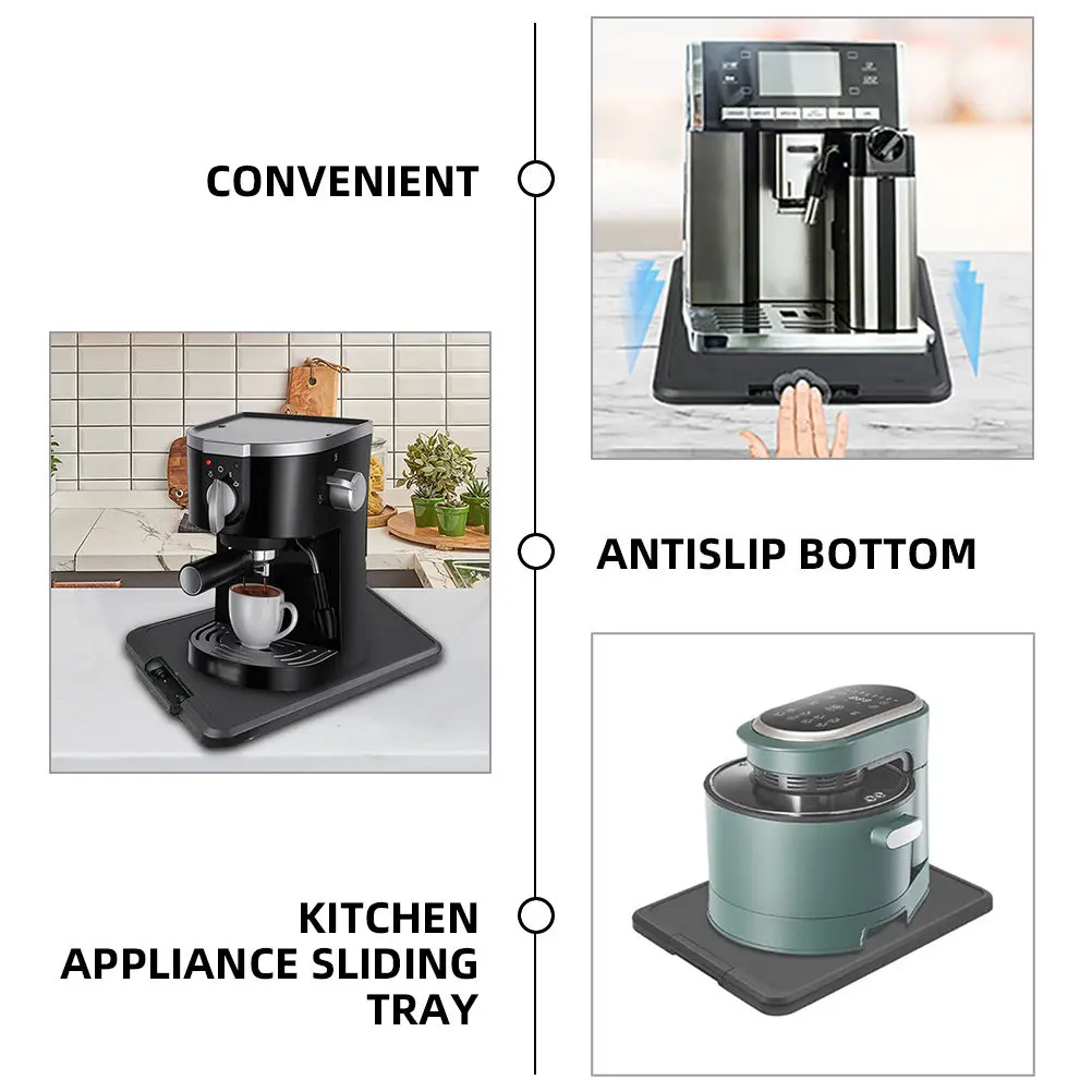 

Kitchen Appliance Moving Tray with Smooth Slide Mechanism for Coffee Machine Mixer Oven Countertop Storage Solution