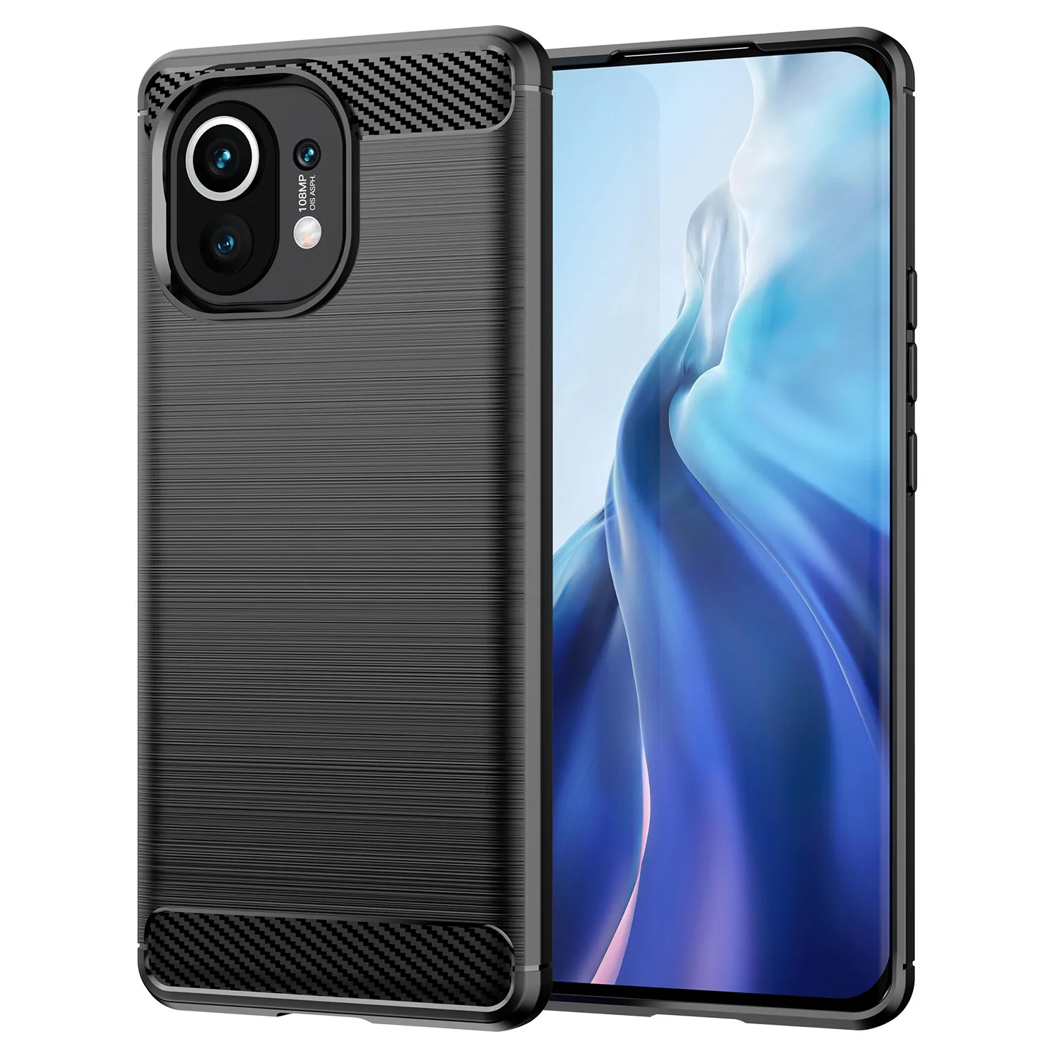 Shockproof Silicone Case For Xiaomi Mi 11 mi11 Luxury Carbon Fiber Back Cover for xiaomi 11 Soft Matte Protective Cases